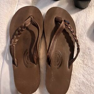 Rainbow Tan Braided Leather Sandals
